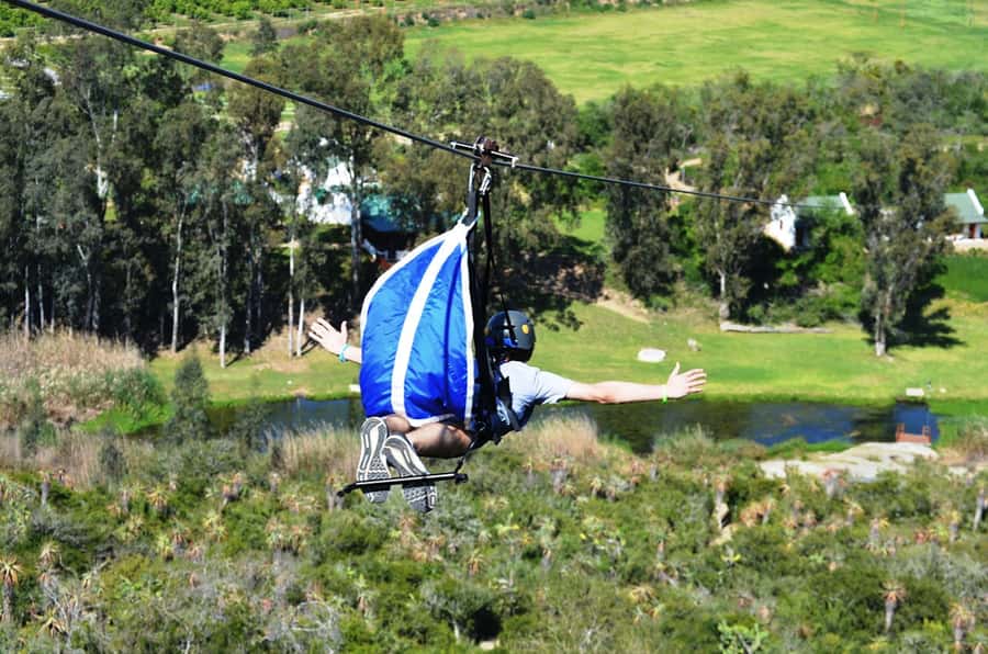 Adrenalin Addo Adventure Park: Superman Zipline - The tower, harness, and hands-free ride