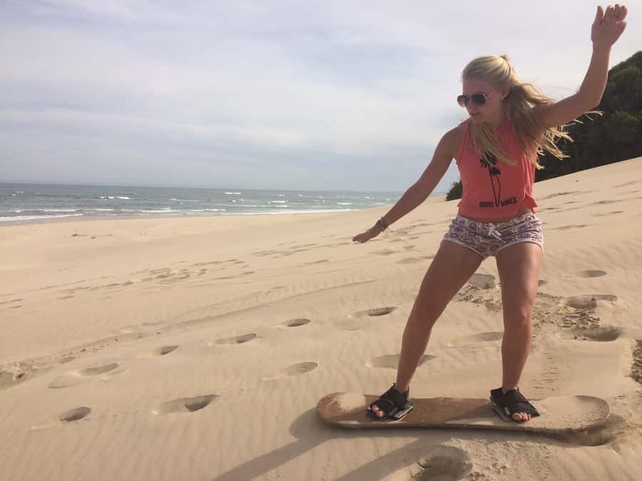 Sandboarding Jeffreys Bay - Standing boards for learners and confident riders