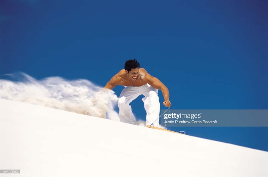 Sandboarding with jeep - drive uphill - What the sandboarding runs feel like