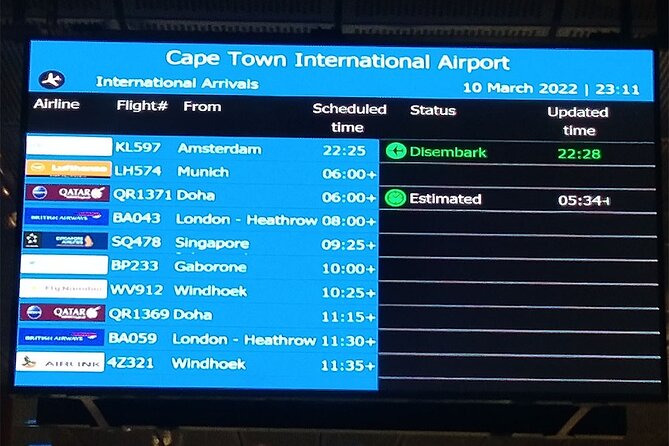 Transfer from Cape Town City Center to Cape Town Airport - Booking, confirmation, and changes